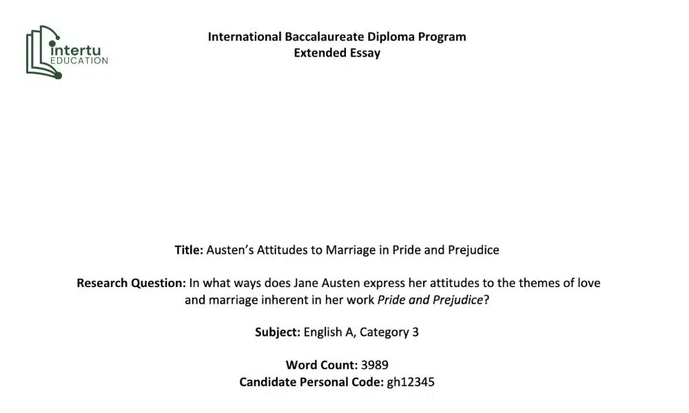 Trang bìa của bài IB Extended Essay (EE)